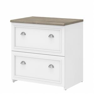 Bowery Hill 2 Drawer Lateral File Cabinet in White and Gray - Engineered Wood