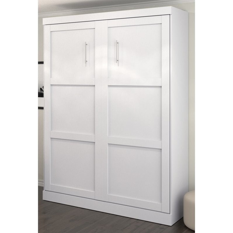 Bowery Hill Contemporary Queen Dual-mount Murphy Wall Bed in White