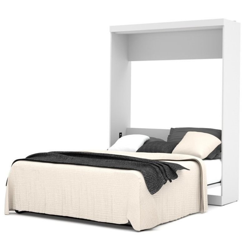 Bowery Hill Contemporary Queen Dual-mount Murphy Wall Bed in White
