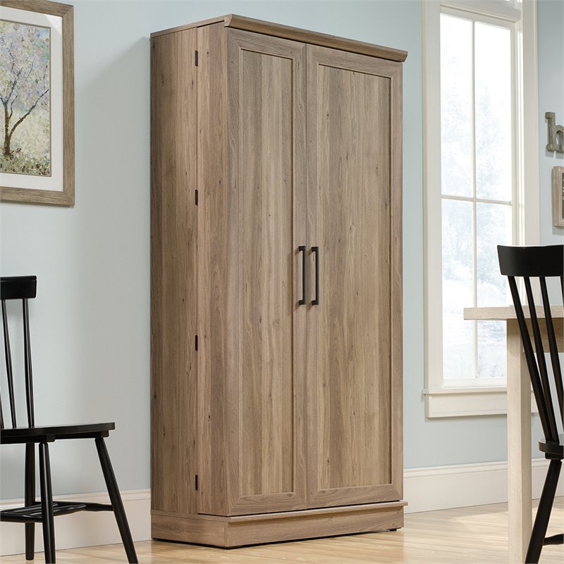 Bowery Hill 3-Shelf Engineered Wood Storage Cabinet in Salt Oak