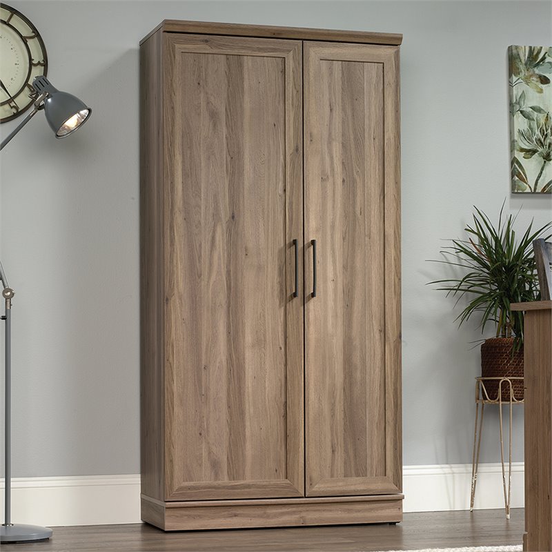 Bowery Hill 3-Shelf Engineered Wood Storage Cabinet in Salt Oak