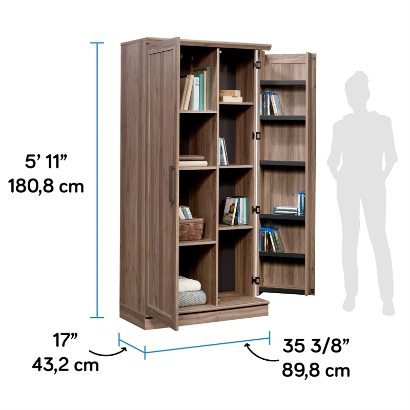 Bowery Hill 3-Shelf Engineered Wood Storage Cabinet in Salt Oak