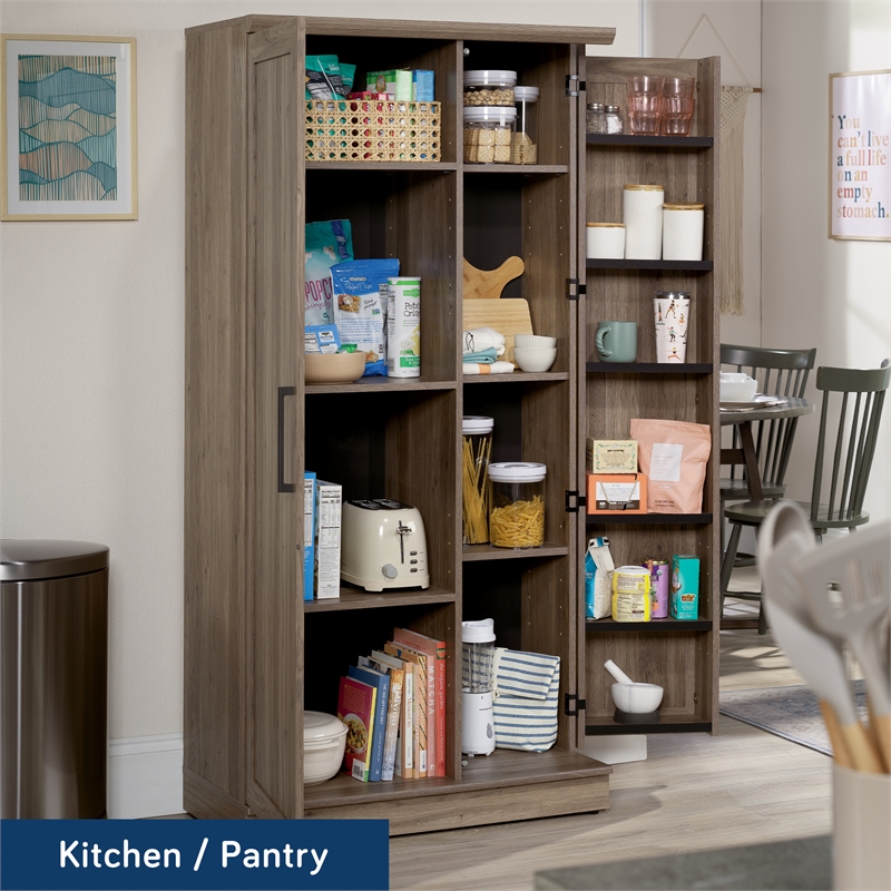 Bowery Hill 3-Shelf Engineered Wood Storage Cabinet in Salt Oak