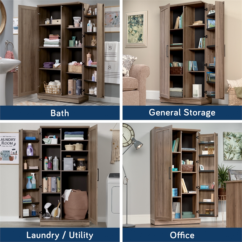 Bowery Hill 3-Shelf Engineered Wood Storage Cabinet in Salt Oak