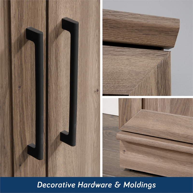 Bowery Hill 3-Shelf Engineered Wood Storage Cabinet in Salt Oak