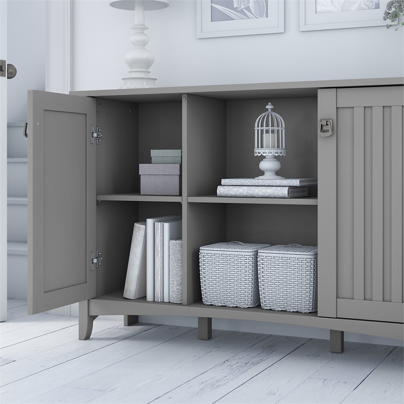 Bowery Hill Farmhouse Enginnered Wood Accent Storage Cabinet with Doors in Gray