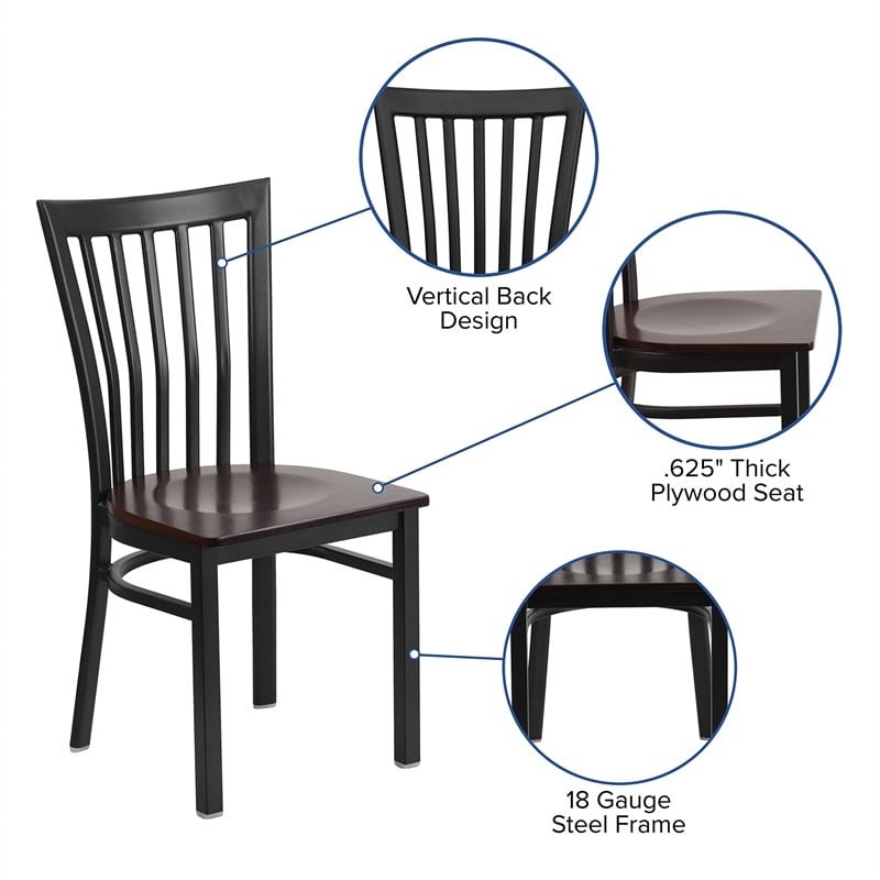 Bowery Hill Contemporary Restaurant Dining Chair in Black and Walnut