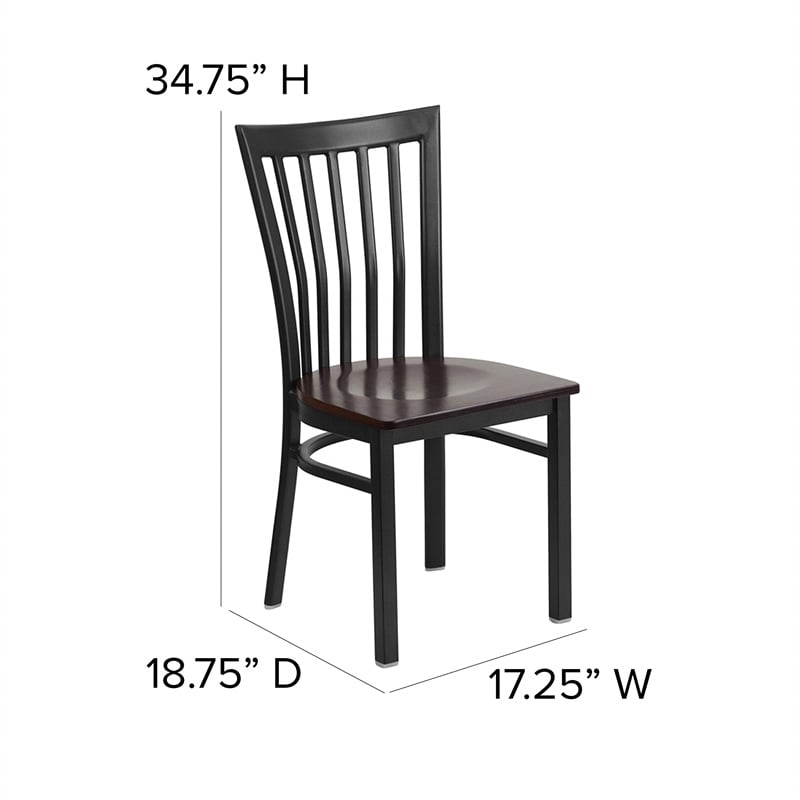 Bowery Hill Contemporary Restaurant Dining Chair in Black and Walnut