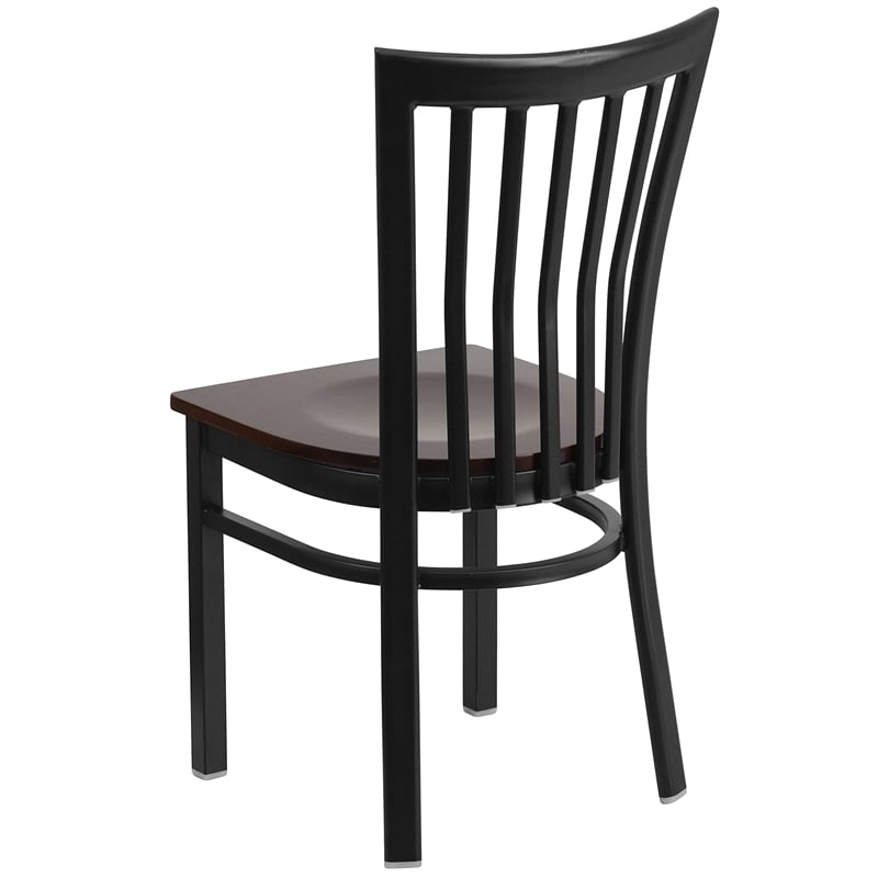 Bowery Hill Contemporary Restaurant Dining Chair in Black and Walnut