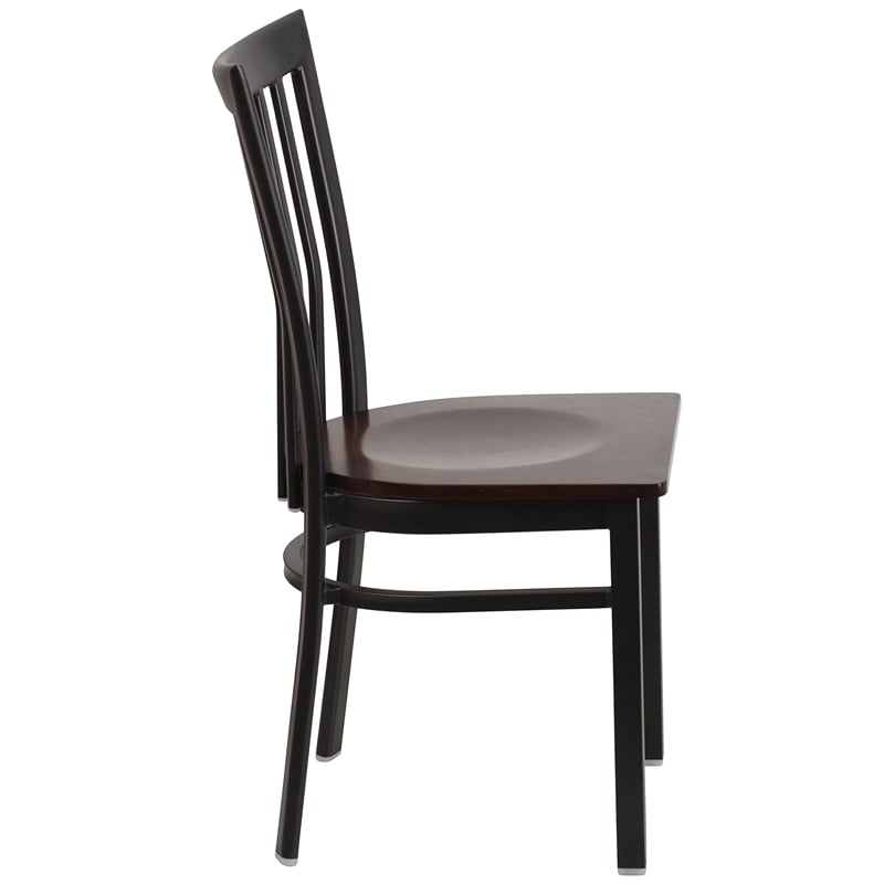 Bowery Hill Contemporary Restaurant Dining Chair in Black and Walnut