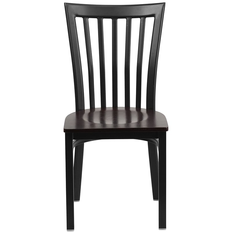 Bowery Hill Contemporary Restaurant Dining Chair in Black and Walnut