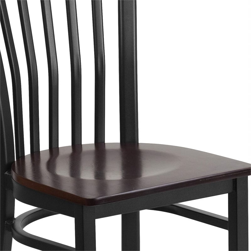 Bowery Hill Contemporary Restaurant Dining Chair in Black and Walnut