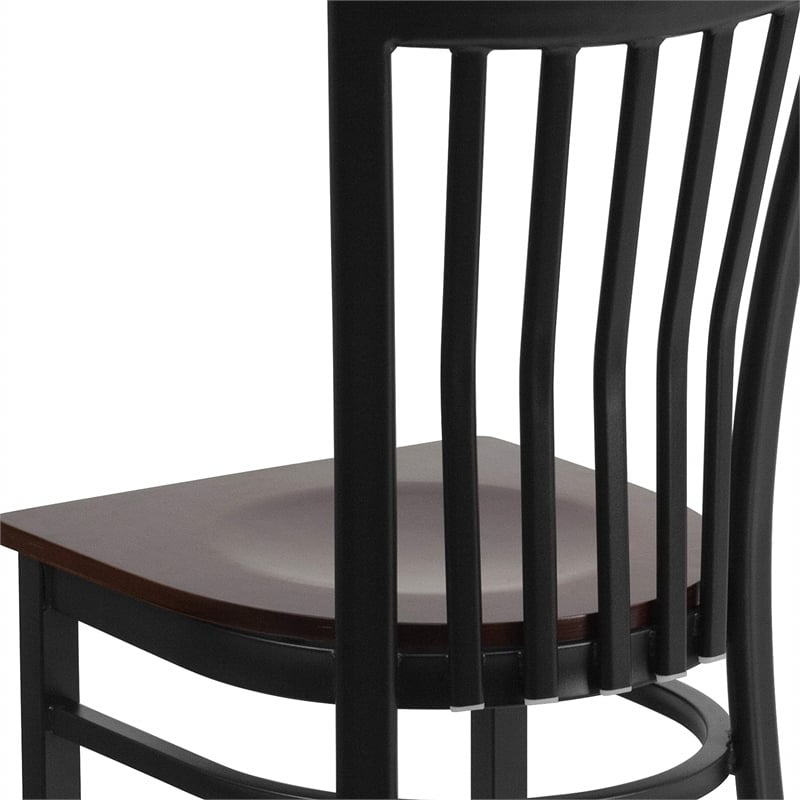 Bowery Hill Contemporary Restaurant Dining Chair in Black and Walnut
