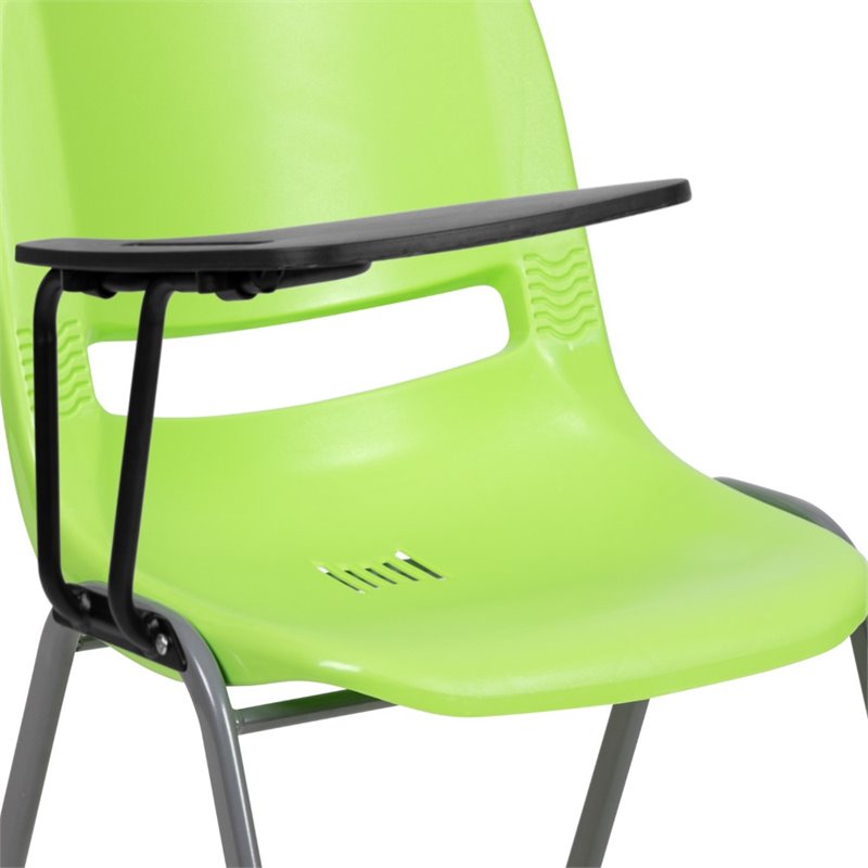 Bowery Hill Plastic Classroom Chair in Green with Right Arm Tablet