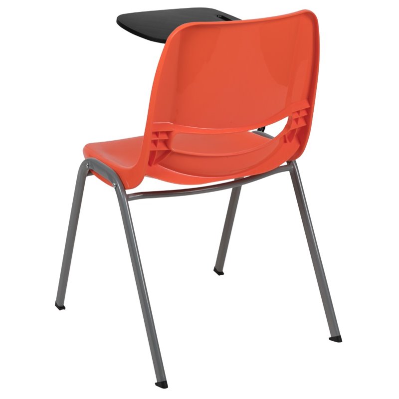 Bowery Hill Plastic Classroom Chair in Orange with Right Arm Tablet