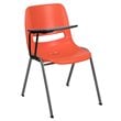 Bowery Hill Plastic Classroom Chair in Orange with Right Arm Tablet