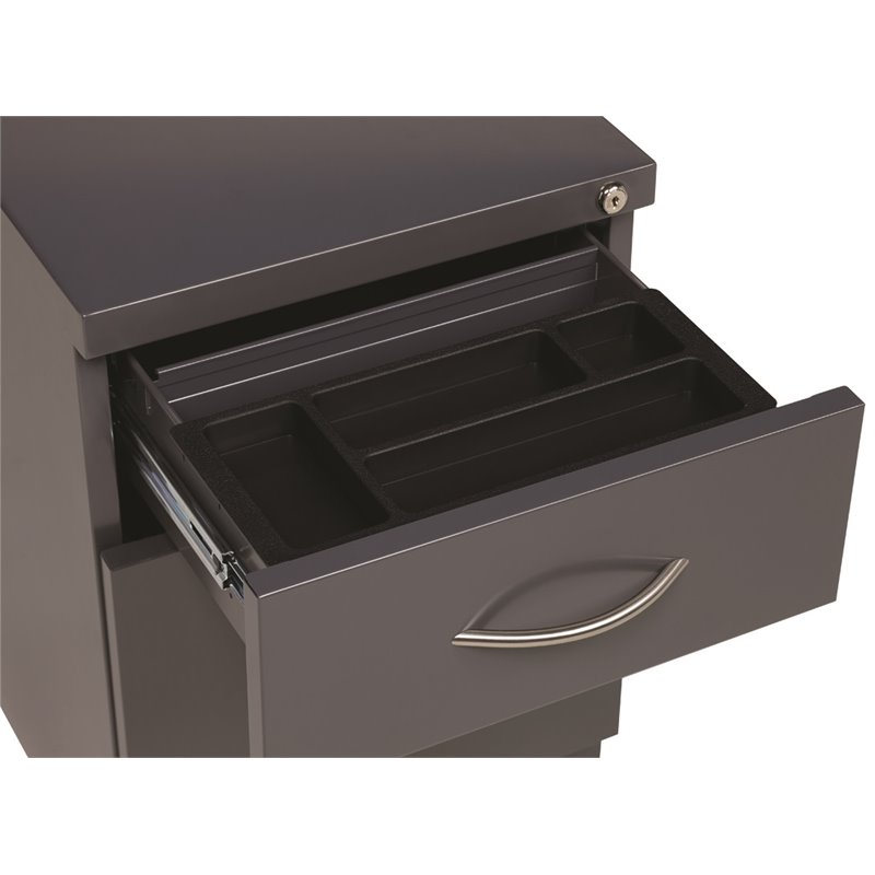 Bowery Hill Mobile Pedestal File 2-Drawer Filing Cabinet Box/File in Charcoal