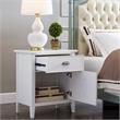 Bowery Hill Wood Nightstand with Drawer/Door Storage & AC/USB Outlet in White