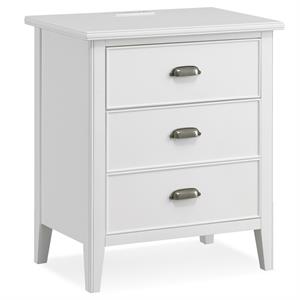 Bowery Hill Wood Nightstand with Drawer/Door Storage & AC/USB Outlet in White
