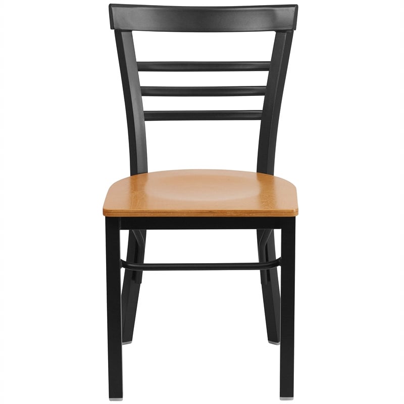 Bowery Hill Contemporary Restaurant Dining Chair in Black and Natural