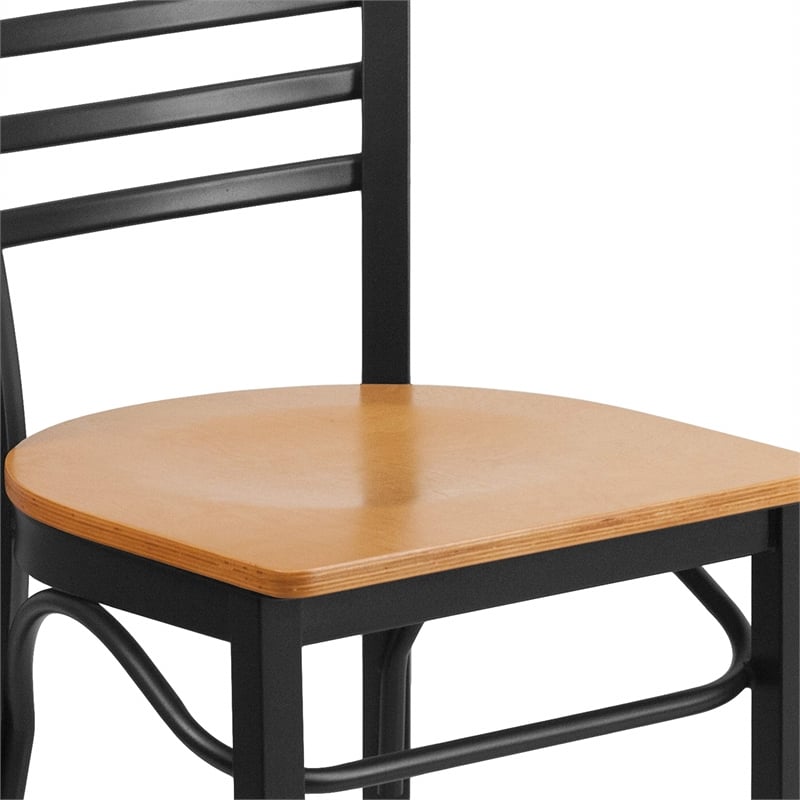 Bowery Hill Contemporary Restaurant Dining Chair in Black and Natural