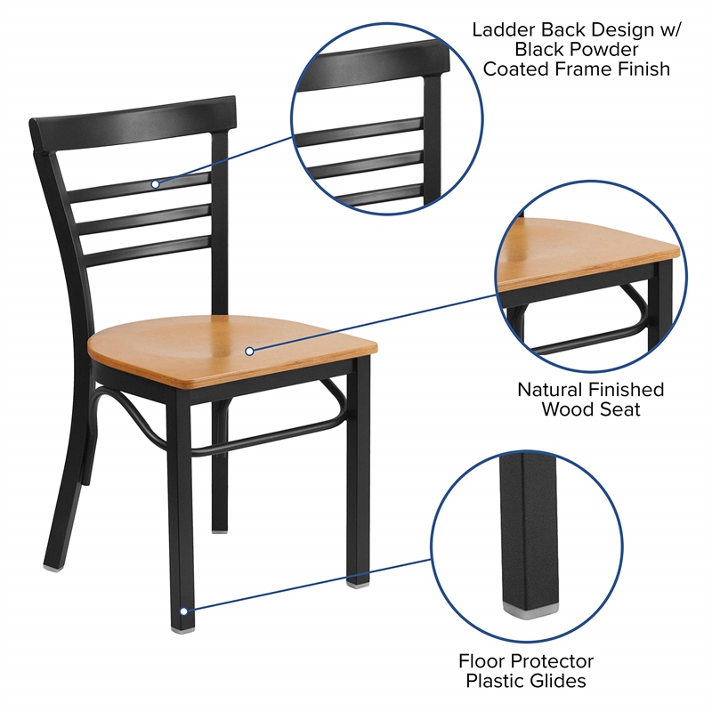 Bowery Hill Contemporary Restaurant Dining Chair in Black and Natural