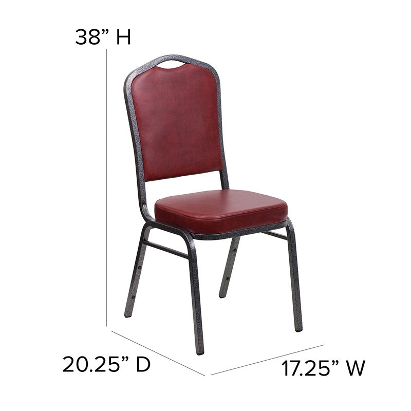Bowery Hill Contemporary Banquet Stacking Chair in Burgundy Finish