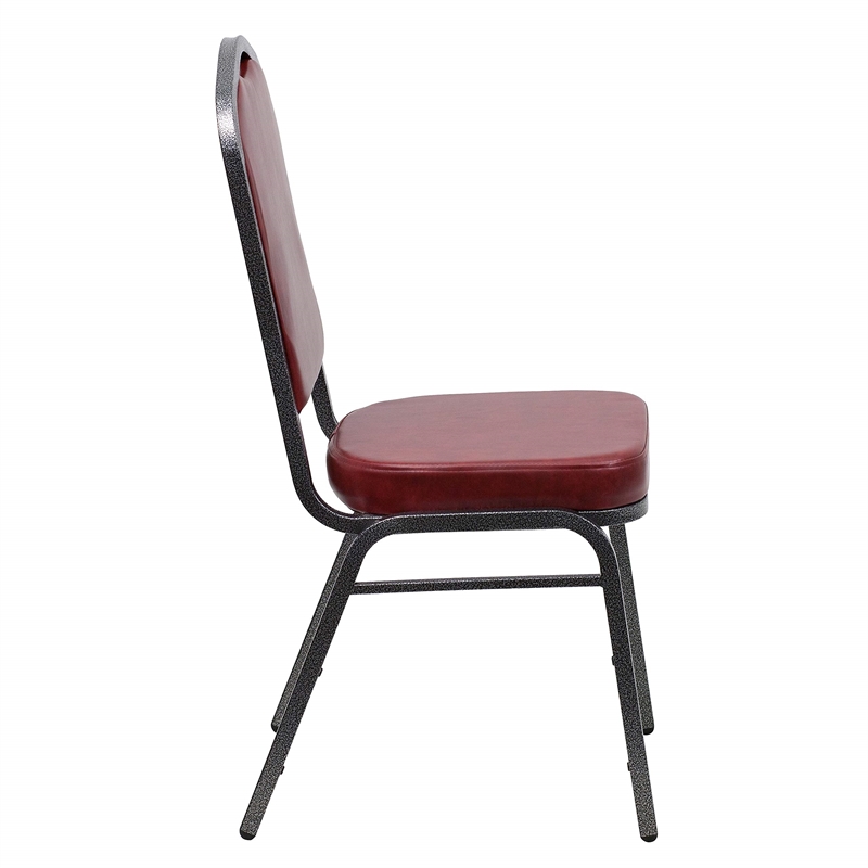Bowery Hill Contemporary Banquet Stacking Chair in Burgundy Finish