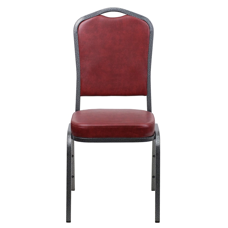 Bowery Hill Contemporary Banquet Stacking Chair in Burgundy Finish