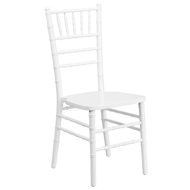 Bowery Hill Wood Chiavari Stacking Dining Side Chair in White