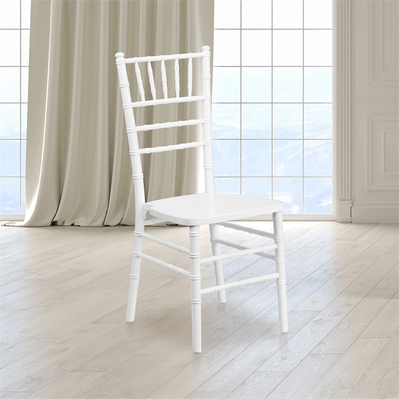 Bowery Hill Wood Chiavari Stacking Dining Side Chair in White