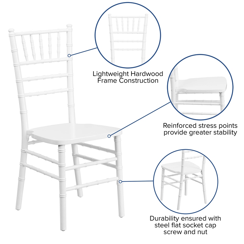 Bowery Hill Wood Chiavari Stacking Dining Side Chair in White