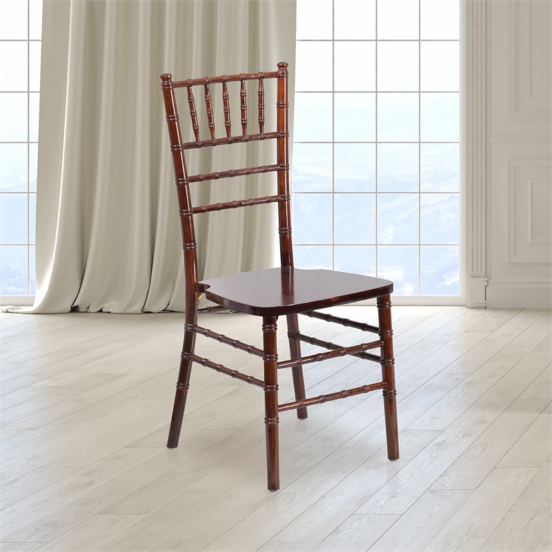 Bowery Hill Wood Chiavari Stacking Dining Side Chair in Fruitwood