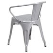 Bowery Hill Industrial Metal Stackable Dining Arm Chair in Silver