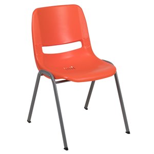 Bowery Hill Contemporary Plastic Stack Chair In Orange Finish