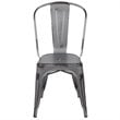 Bowery Hill Distressed Stackable Metal Dining Side Chair in Silver Gray