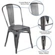 Bowery Hill Distressed Stackable Metal Dining Side Chair in Silver Gray