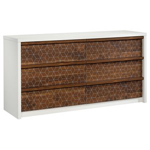bowery hill engineered wood dresser in soft white and walnut