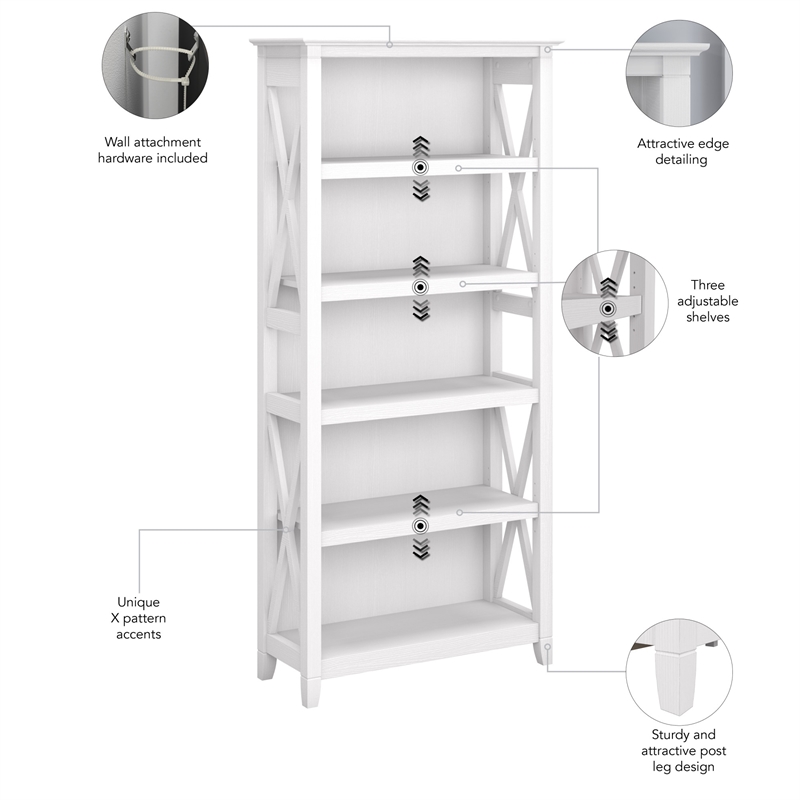 Bowery Hill 5 Shelf Bookcase Set in Pure White Oak - Engineered Wood