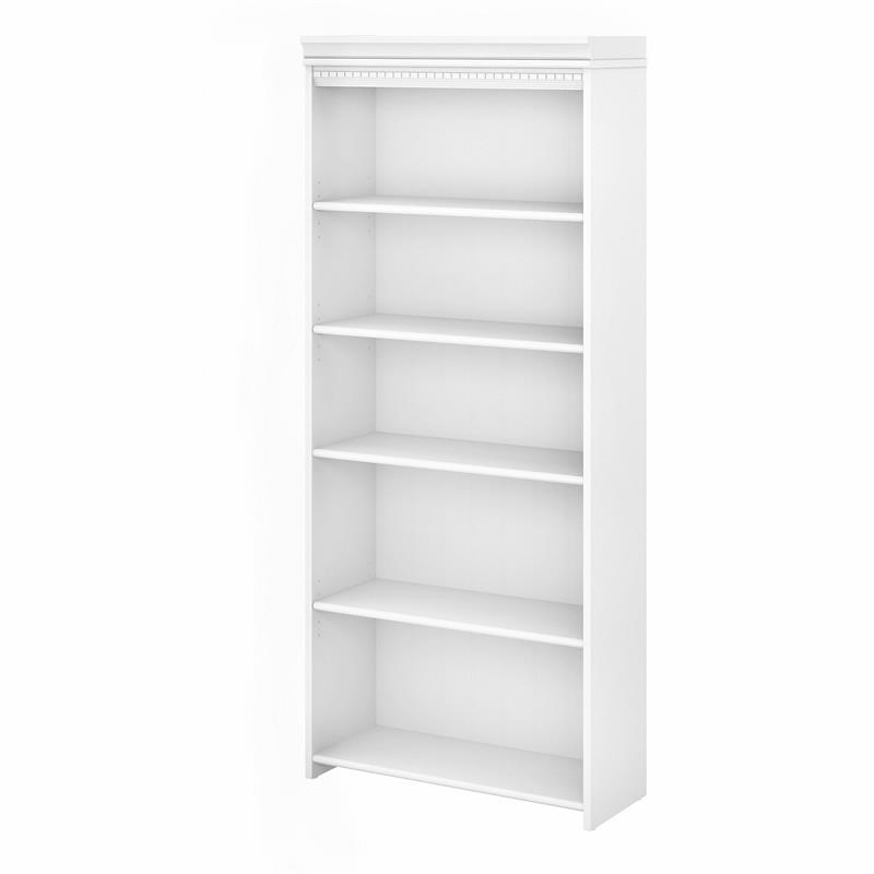 Bowery Hill 5 Shelf Bookcase in Pure White and Shiplap Gray - Engineered Wood