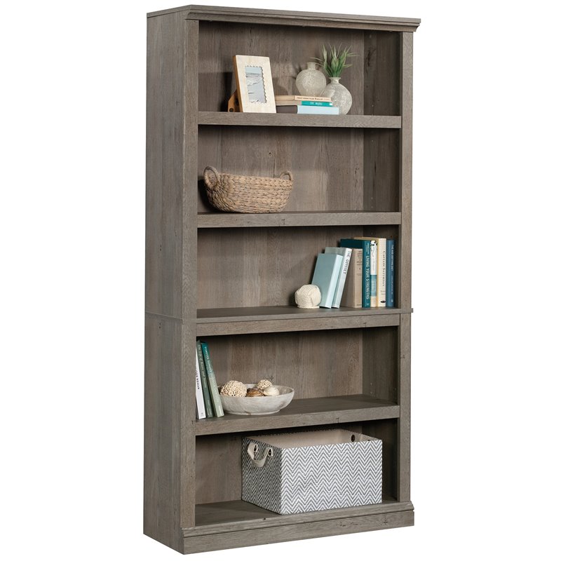 Bowery Hill Modern Engineered Wood 5-Shelf Bookcase in Mystic Oak