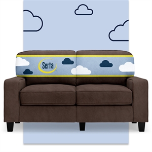 Bowery Hill 61&quot Track Arm Sofa Loveseat with Removable Covers Dark Brown