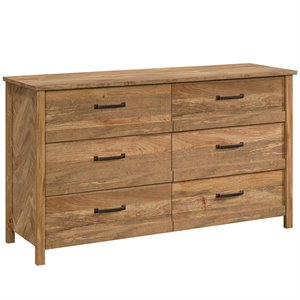 bowery hill engineered wood 6-drawer dresser in sindoori mango/natural