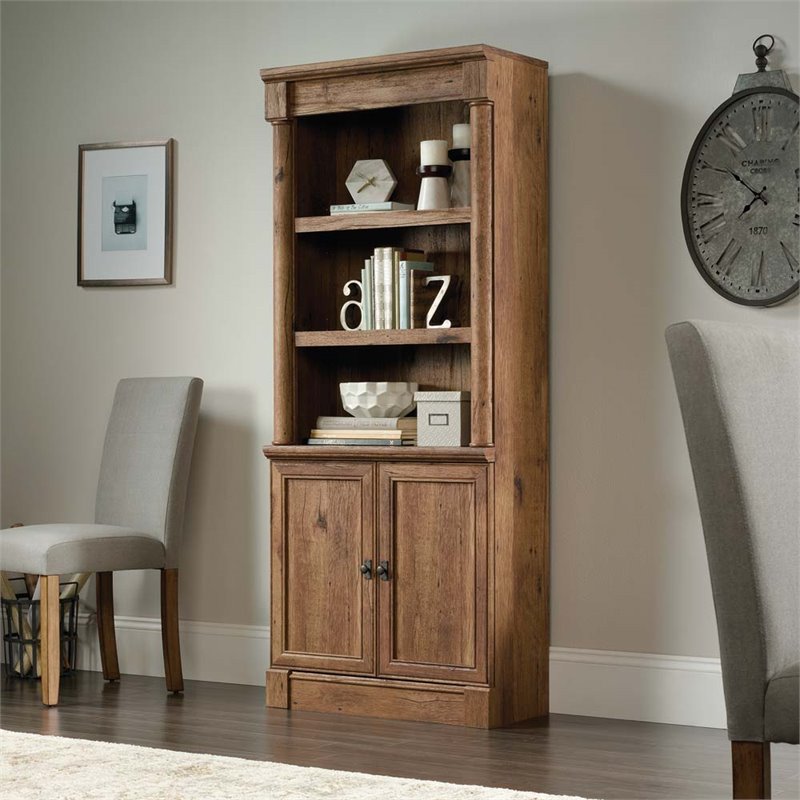 Bowery Hill Traditional Engineered Wood 3-Shelf Bookcase in Vintage Oak