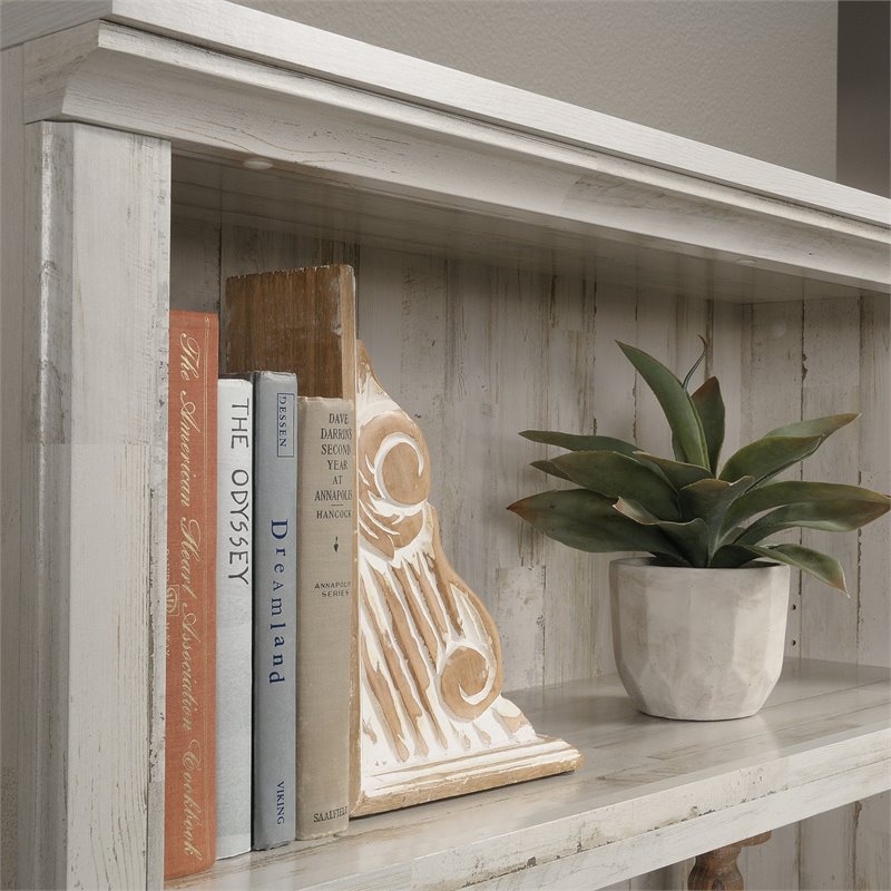 Bowery Hill Modern Engineered Wood 5-Shelf Bookcase in White Plank
