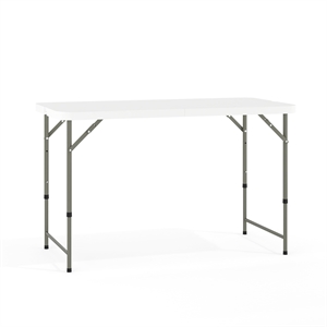 Bowery Hill 24&quot x 48&quot Plastic Bi-Fold Table in Granite White