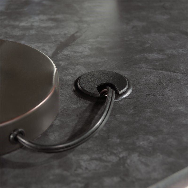 Bowery Hill Engineered Wood Executive Desk in Glacier Oak/Rosso Slate Accent