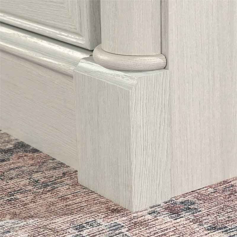 Bowery Hill Engineered Wood Executive Desk in Glacier Oak/Rosso Slate Accent