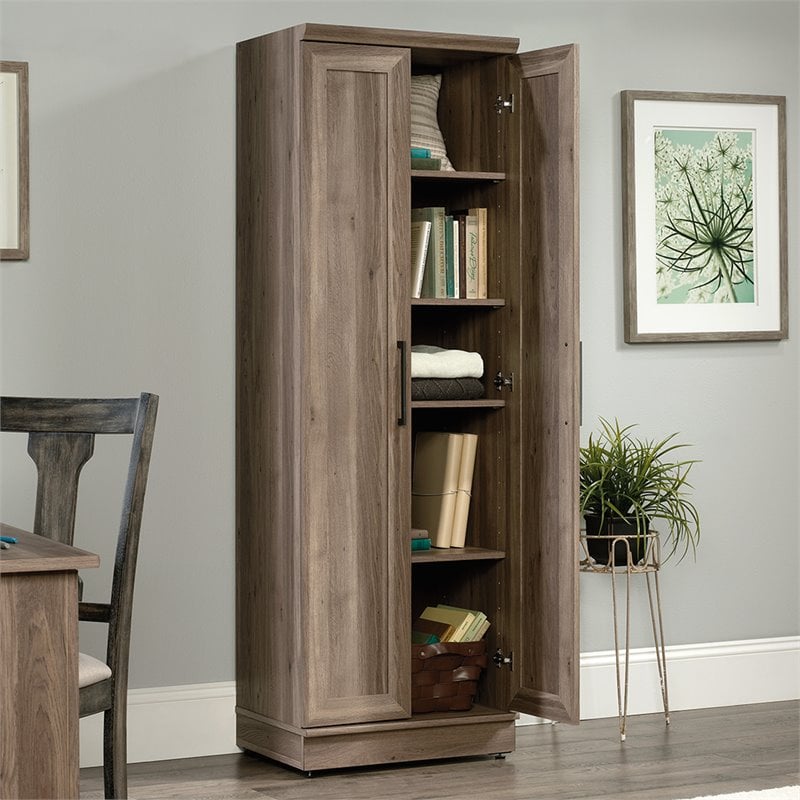 Bowery Hill Engineered Wood Storage Cabinet in Salt Oak Finish