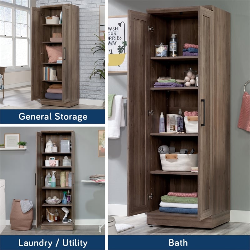 Bowery Hill Engineered Wood Storage Cabinet in Salt Oak Finish